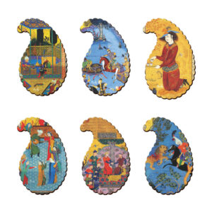 Ghajar Miniature Coasters – Persian Artistic Wooden Drink Protector Set