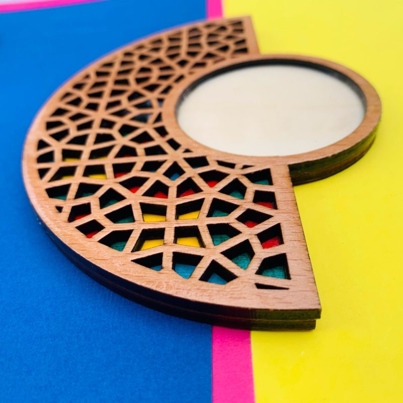 Wooden Geometric Coaster 2-Pack – Design Design, Boho Table Accessory