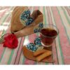 Heart-Shaped Persian Floral Coasters with Holder – Wooden Artistic Drink Protector Set