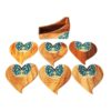 Heart-Shaped Persian Floral Coasters with Holder – Wooden Artistic Drink Protector Set