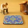 Kaashi Persian Floral Coasters with Holder – Square Artistic Wooden Set