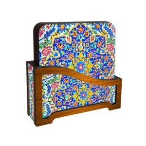Kaashi Persian Floral Coasters with Holder – Square Artistic Wooden Set