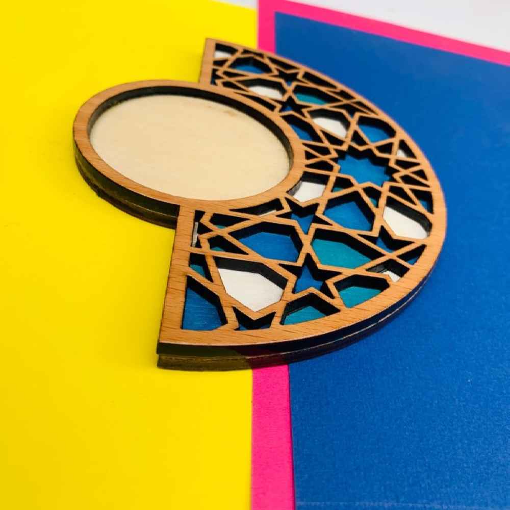 Wooden Geometric Coaster 2-Pack – Kiana Design, Boho Style