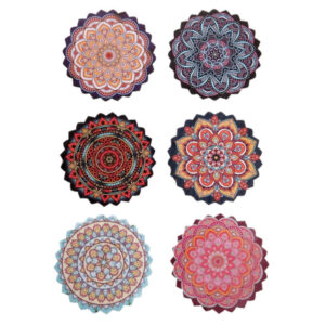 Laya Persian Mandala Coasters – Round Artistic Wooden Drink Protector Set