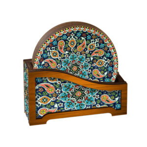 Luxino Persian Mandala Coasters – Round Wooden Artistic Drink Protector Set