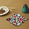 Negar Persian Floral Coasters with Holder – Artistic Wooden Set