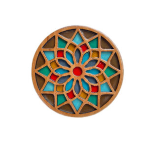 Wooden Geometric Coaster 2-Pack – Raha Design, Boho Style
