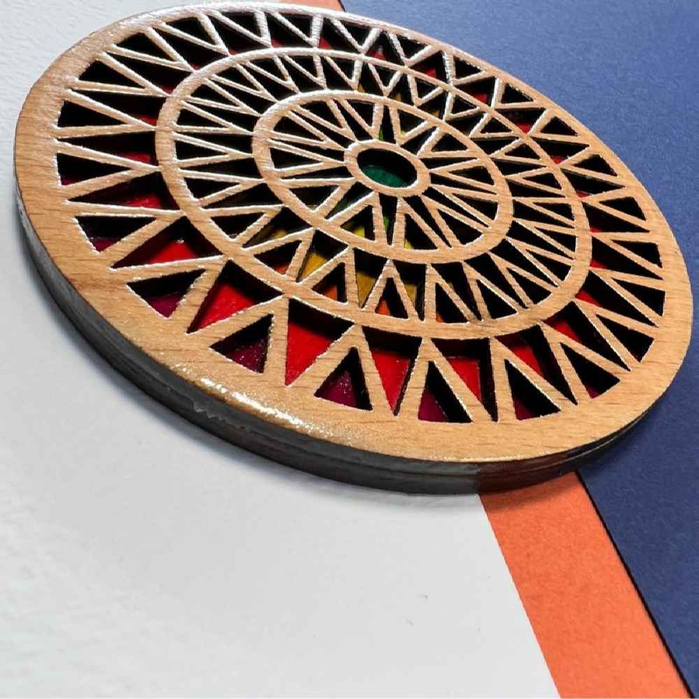 Wooden Geometric Coaster 2-Pack – Raika Design, Boho Style