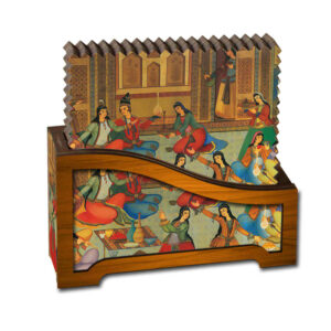 Rima Miniature Coasters with Holder – Square Persian Artistic Wooden Set