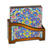 Saleh Persian Floral Coasters with Holder – Square Artistic Wooden Set