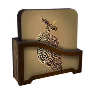 Sufi Sama Dance Coasters with Holder – Persian Artistic Wooden Set