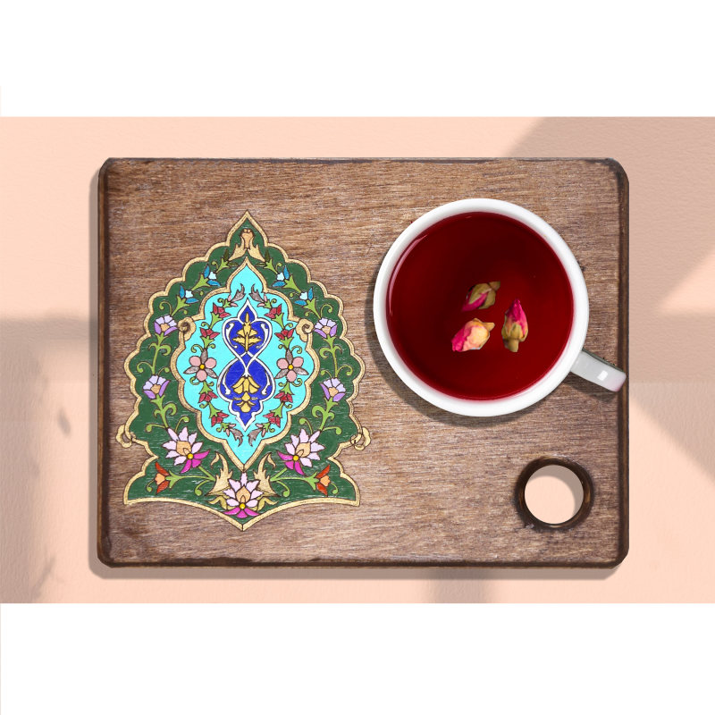 Sana Persian Floral Coasters – Square Wooden Artistic Drink Protector Set