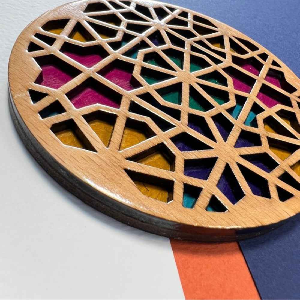 Wooden Geometric Coaster 2-Pack – Sara Design, Boho Style