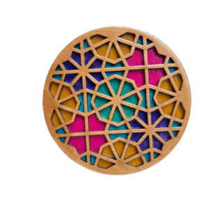Wooden Geometric Coaster 2-Pack – Sara Design, Boho Style