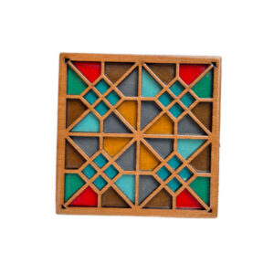 Wooden Geometric Coaster 2-Pack – Sarv Design, Boho Style