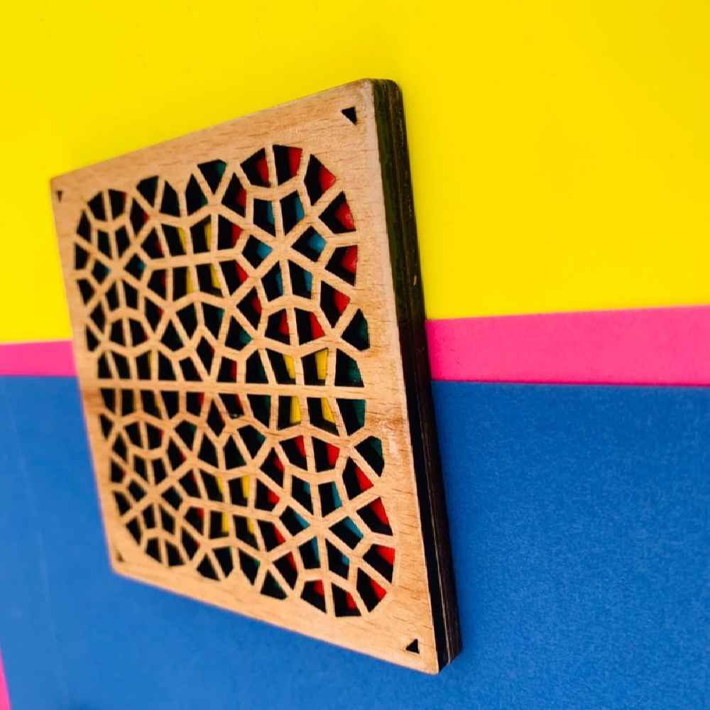 Wooden Geometric Coaster 2-Pack – Sorhe Design, Boho Style