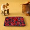 Sorkh Persian Floral Coasters with Holder – Square Artistic Wooden Set