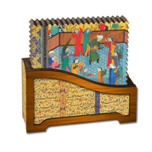 Stamp Miniature Coasters with Holder – Square Persian Artistic Wooden Set