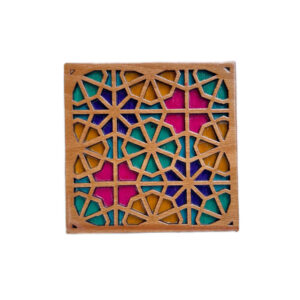 Wooden Geometric Coaster 2-Pack – Tara Design, Boho Style