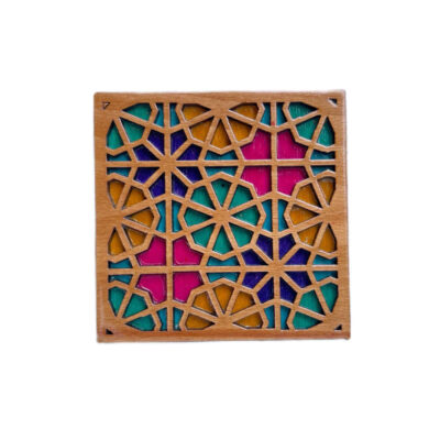 Wooden Geometric Coaster 2-Pack – Tara Design, Boho Style