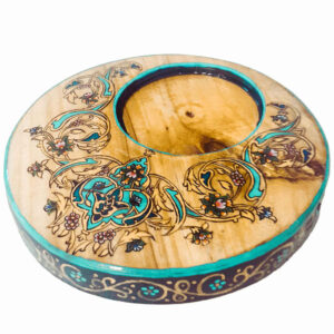 Tazhib Persian Floral Coasters – Round Wooden Artistic Drink Protector Set
