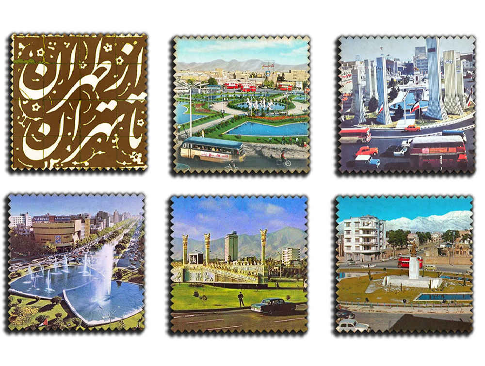 Old Tehran Photos Coasters with Holder – Square Wooden Drink Protector Set