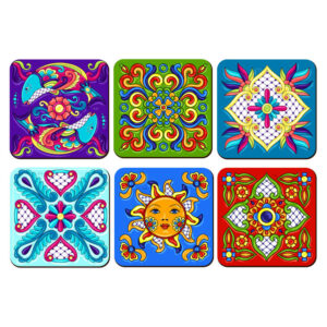 Artistic Tile Coasters – Square Wooden Drink Protector Set