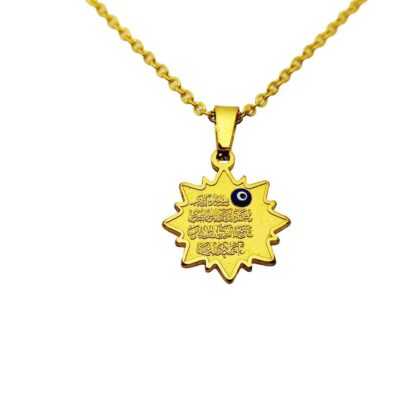 Islamic Stainless Steel Necklace with Wa In Yakad – Evil Eye Medallion