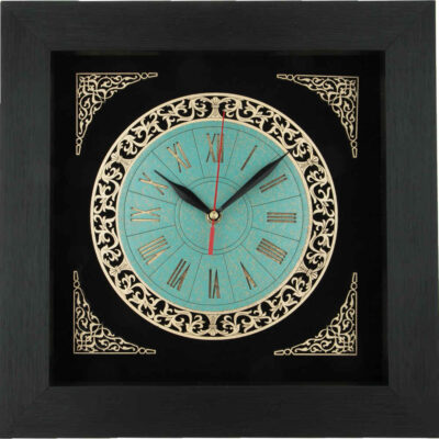 Artistic Persian Inlaid Wood Wall Clock with Seamless Design – Handcrafted Decor for Living Rooms and Persian-Inspired Interiors, Model Toranj