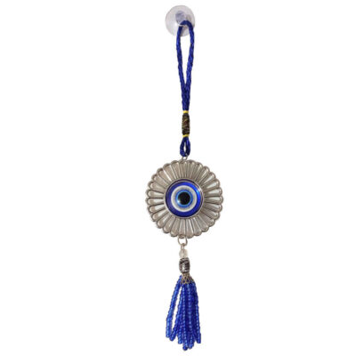 Evil Eye Car Rearview Mirror Ornament with Flower Design
