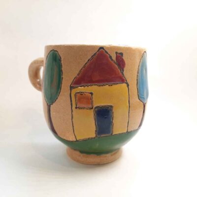 Artistic Pottery Cup - Handcrafted with Home Pattern