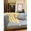 Crochet Throw for Sofa and Bed Checkered Bohemian Sunflower