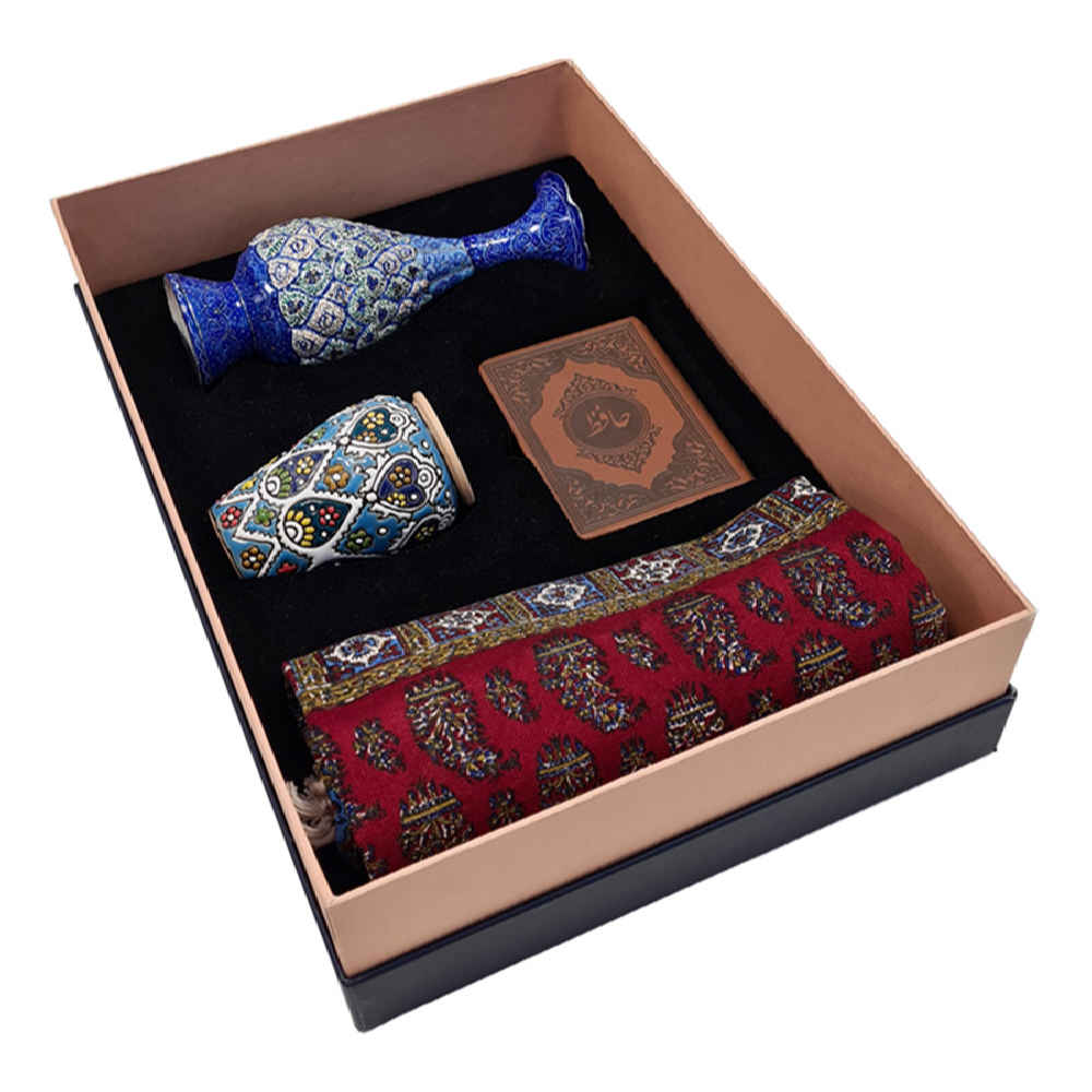 Treasured Persian Artisanal Gift Set Vase and Hafez Book