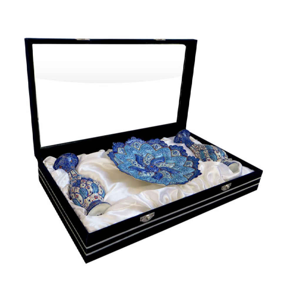 Treasured Persian Minakari Vases and Plate Gift Set