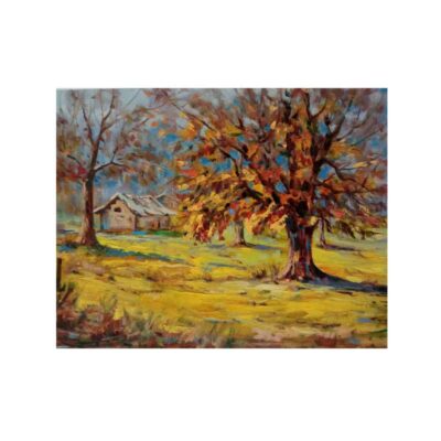 Original Painterly Art Painting - Oil on Cardboard Landscape Autumn