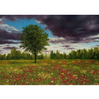Original Painterly Art Painting - Oil on Cardboard Landscape Spring