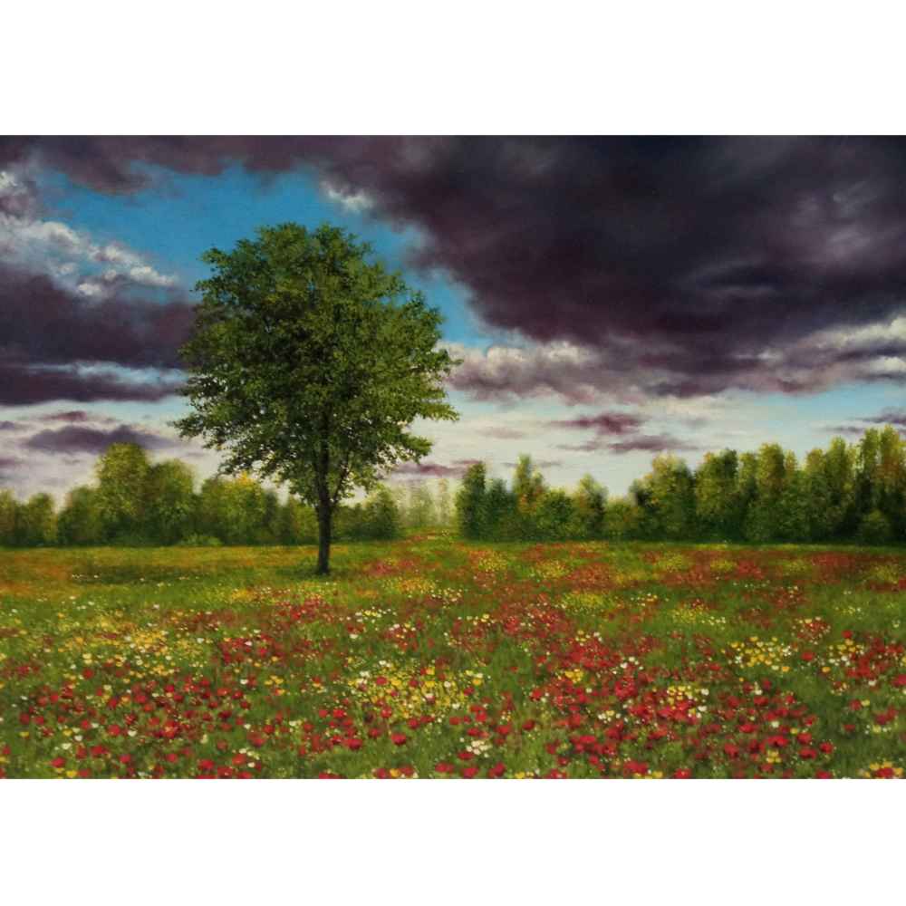 Original Painterly Art Painting – Oil on Cardboard Landscape Spring