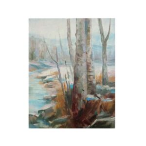 Original Painterly Art Painting – Oil on Cardboard Landscape Winter