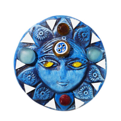 Persian Pottery Wall Decor with Khorshid Sun & Evil Eye Design