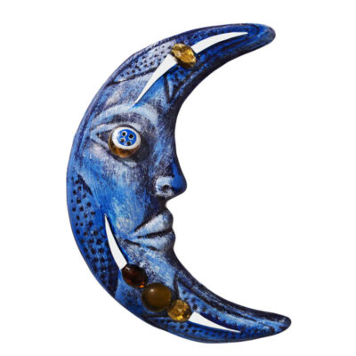 Traditional Persian Pottery Wall Hanging with Moon & Evil Eye Design