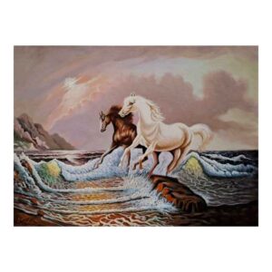 Original Realism Painting -Oil on Canvas, Horses by Ahmad Motaghedi
