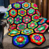 Crochet Throw for Sofa and Bed Checkered Bohemian Sina