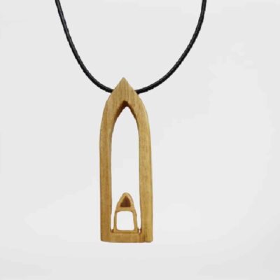 Persian Hand-Carved Wooden Pendant Necklace - Mehrab Design