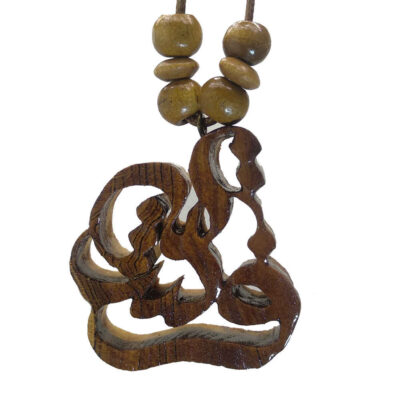 Persian Hand-Carved Wooden Pendant Necklace - Typography Design
