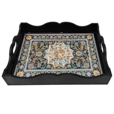 Ethnic Farsh Wooden Serving Tray - Persian Motif Elegant Tray