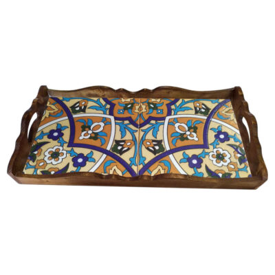 Karen Wooden Serving Tray - Traditional Persian Motif Decorative Tray