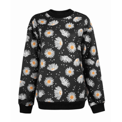 Women's Cotton Sweatshirt with Floral Design for Casual and Everyday Wear Model 81077