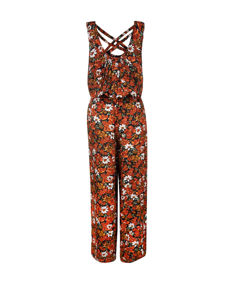 Floral Jumpsuit with Side Belt for Women Gila