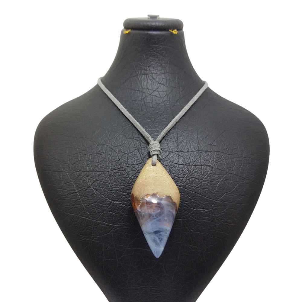 Wood & Resin Necklace Handcrafted Artistic Bold Style Bita