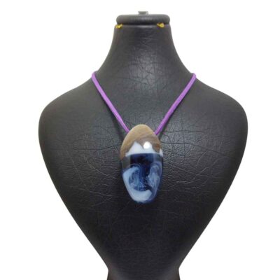 Handcrafted Wood & Resin Pendant Necklace - Cloud Bold Design